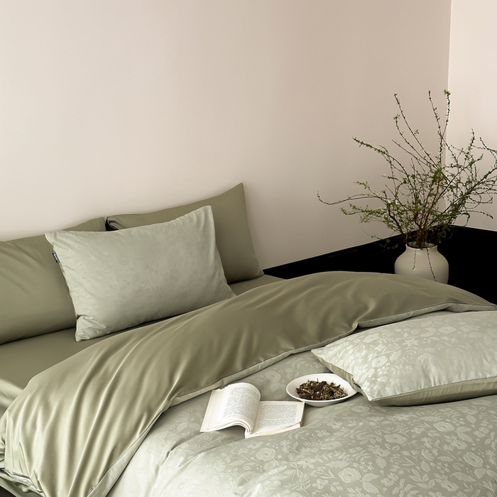 91家纺网 家纺一手货源 找家纺 玉宇阁家居 2025新款100S色织空气大提花全棉纯棉长绒棉四件套-苏莉的春天100S 100S苏莉的春天-暮光森林