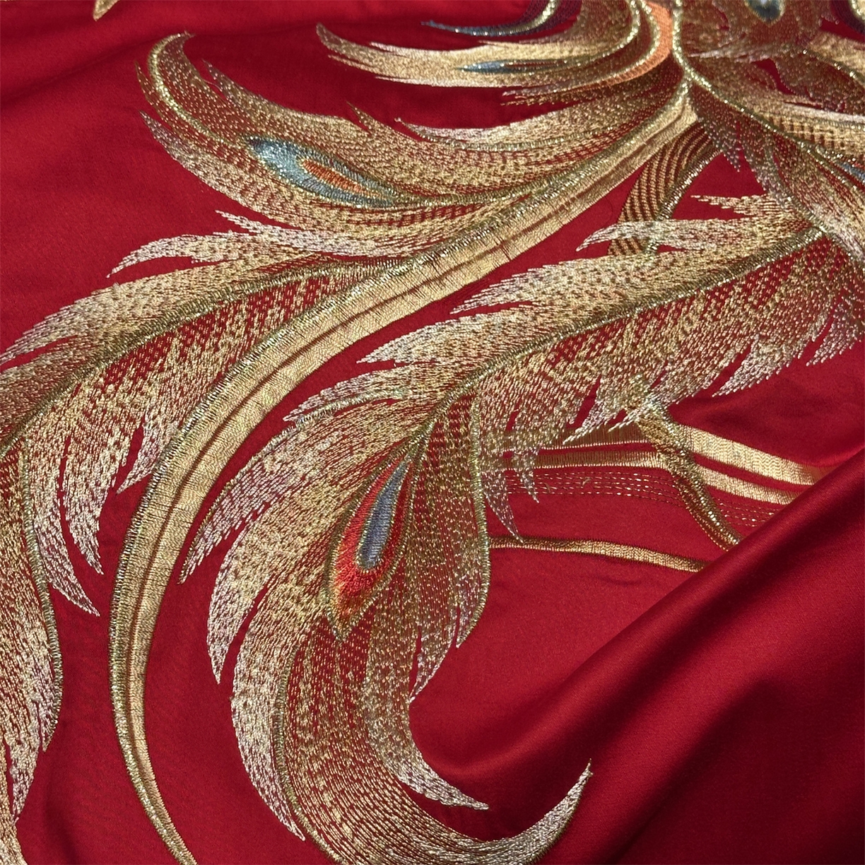 91家纺网 家纺一手货源 找家纺 美娘阁 2025新款长绒棉全棉贡缎提花款新中式古典韵味精美刺绣婚庆四件套-系列一 龙凤款-倾城龙凤