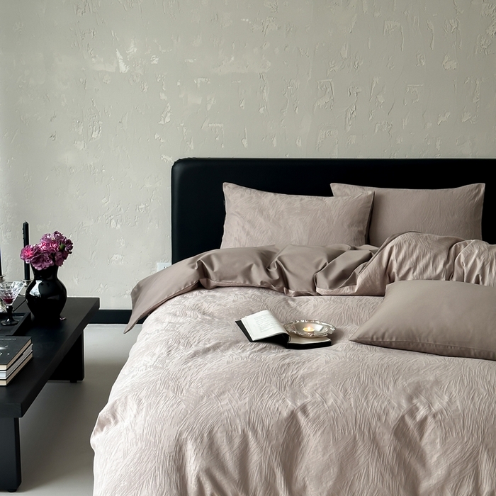 91家纺网 家纺一手货源 找家纺 （总）玉宇阁家居 2025新款100S色织空气大提花全棉纯棉长绒棉四件套-月岛弥生100S