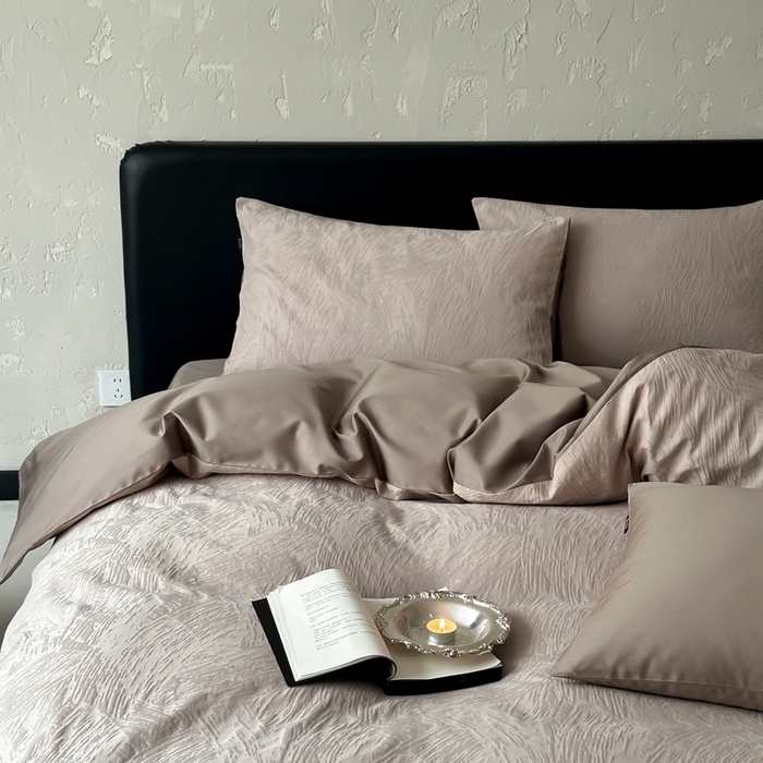 91家纺网 家纺一手货源 找家纺 （总）玉宇阁家居 2025新款100S色织空气大提花全棉纯棉长绒棉四件套-月岛弥生100S