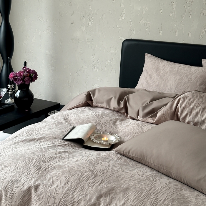 91家纺网 家纺一手货源 找家纺 （总）玉宇阁家居 2025新款100S色织空气大提花全棉纯棉长绒棉四件套-月岛弥生100S