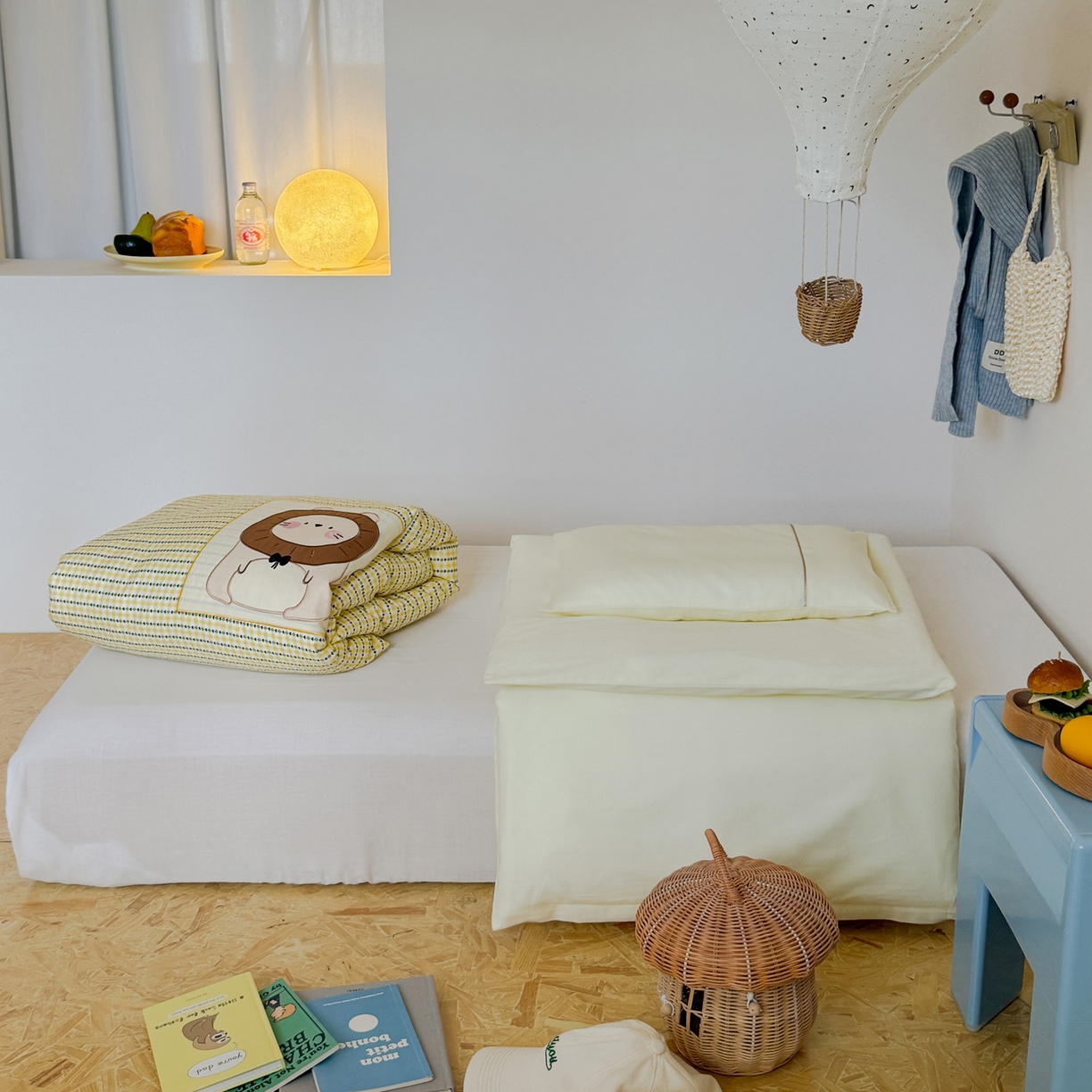 91家纺网 家纺一手货源 找家纺 喜多兔儿童家纺 2025新款小美好13372纯棉绣花幼儿园被子三件套多件套 黄色美好小狮子