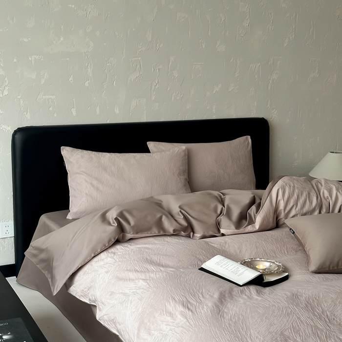 玉宇阁家居 2025新款100S色织空气大提花全棉纯棉长绒棉四件套-月岛弥生100S 100S月岛弥生-可可棕