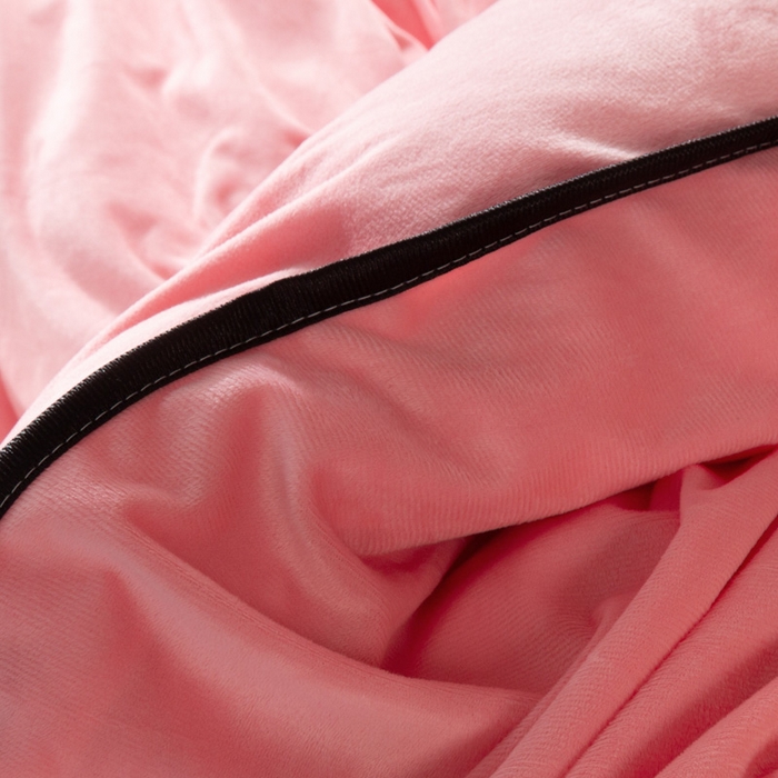 91家纺网 家纺一手货源 找家纺 能好家纺 2025新款蕾丝工艺水晶绒夹棉床裙 粉玉