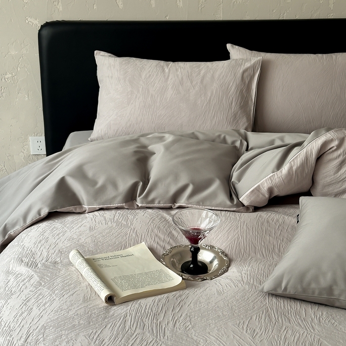 91家纺网 家纺一手货源 找家纺 玉宇阁家居 2025新款100S色织空气大提花全棉纯棉长绒棉四件套-月岛弥生100S 100S月岛弥生-蜜合紫灰