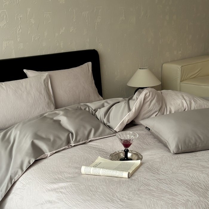 91家纺网 家纺一手货源 找家纺 玉宇阁家居 2025新款100S色织空气大提花全棉纯棉长绒棉四件套-月岛弥生100S 100S月岛弥生-蜜合紫灰