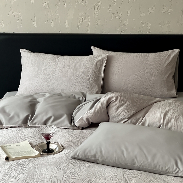 91家纺网 家纺一手货源 找家纺 玉宇阁家居 2025新款100S色织空气大提花全棉纯棉长绒棉四件套-月岛弥生100S 100S月岛弥生-蜜合紫灰