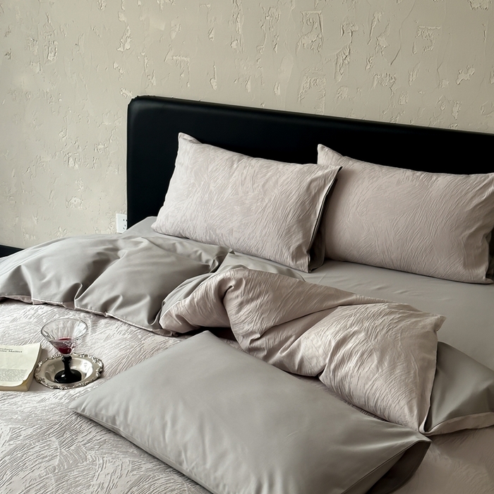 91家纺网 家纺一手货源 找家纺 玉宇阁家居 2025新款100S色织空气大提花全棉纯棉长绒棉四件套-月岛弥生100S 100S月岛弥生-蜜合紫灰