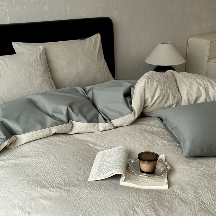 91家纺网 家纺一手货源 找家纺 玉宇阁家居 2025新款100S色织空气大提花全棉纯棉长绒棉四件套-月岛弥生100S 100S月岛弥生-雪松绿