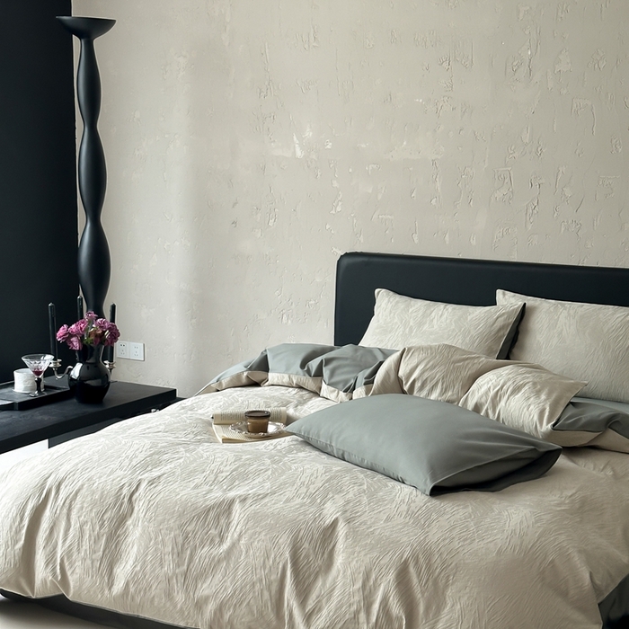 91家纺网 家纺一手货源 找家纺 玉宇阁家居 2025新款100S色织空气大提花全棉纯棉长绒棉四件套-月岛弥生100S 100S月岛弥生-雪松绿