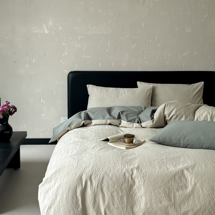 91家纺网 家纺一手货源 找家纺 玉宇阁家居 2025新款100S色织空气大提花全棉纯棉长绒棉四件套-月岛弥生100S 100S月岛弥生-雪松绿