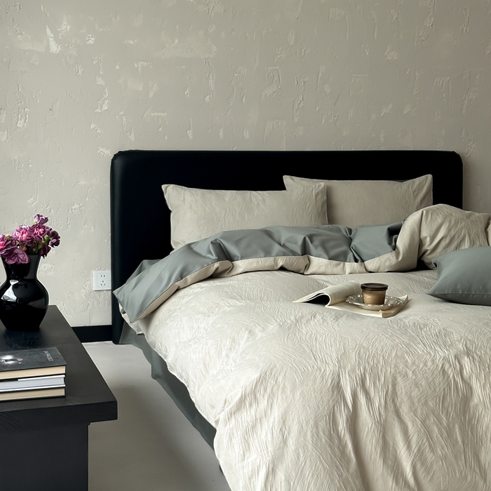 91家纺网 家纺一手货源 找家纺 玉宇阁家居 2025新款100S色织空气大提花全棉纯棉长绒棉四件套-月岛弥生100S 100S月岛弥生-雪松绿