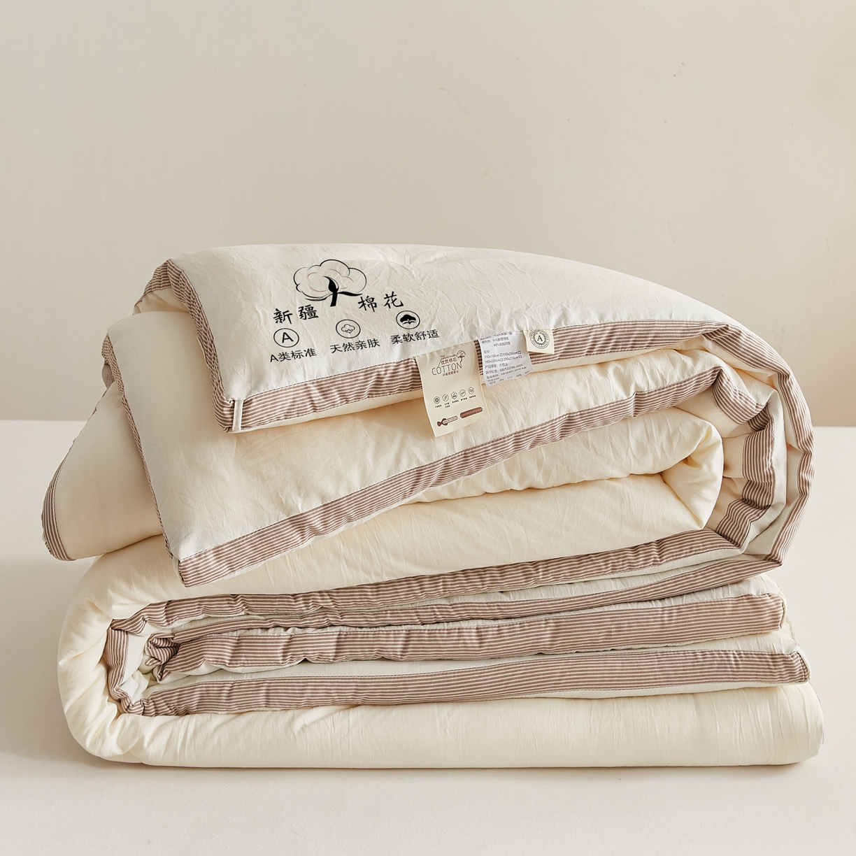 91家纺网 家纺一手货源 找家纺 （总）帕芬鸟家纺 2025新款51%立体款棉花被 被子被芯,白咖条,灰卡条,卡其,美人玉,星空蓝