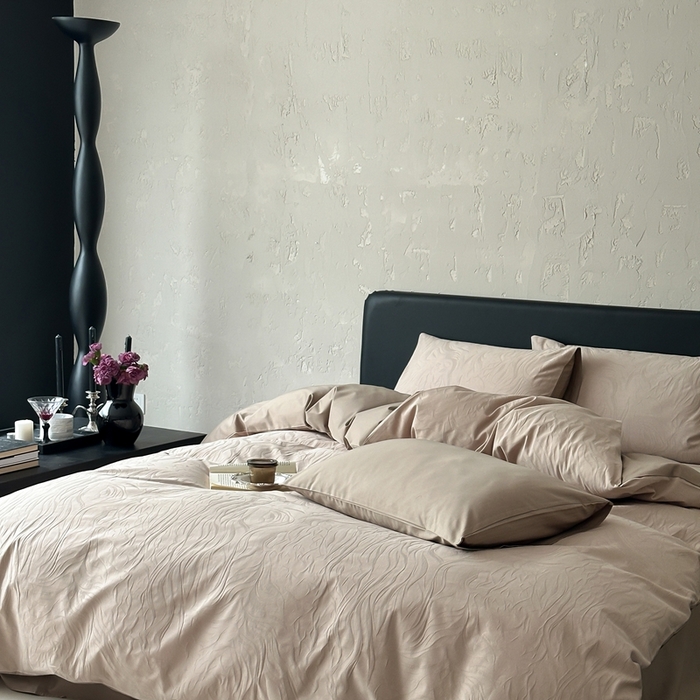 91家纺网 家纺一手货源 找家纺 （总）玉宇阁家居 2025新款100S色织空气大提花全棉纯棉长绒棉四件套-雨雾100S