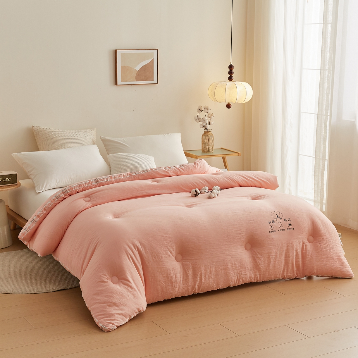 91家纺网 家纺一手货源 找家纺 帕芬鸟家纺 2025新款51%立体款棉花被 被子被芯 美人玉