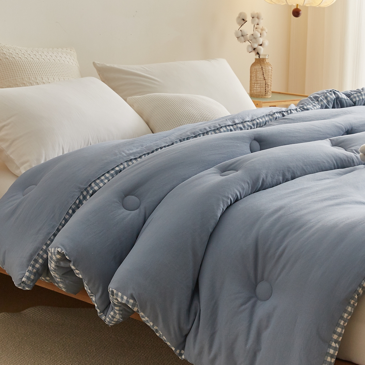 91家纺网 家纺一手货源 找家纺 帕芬鸟家纺 2025新款51%立体款棉花被 被子被芯 星空蓝