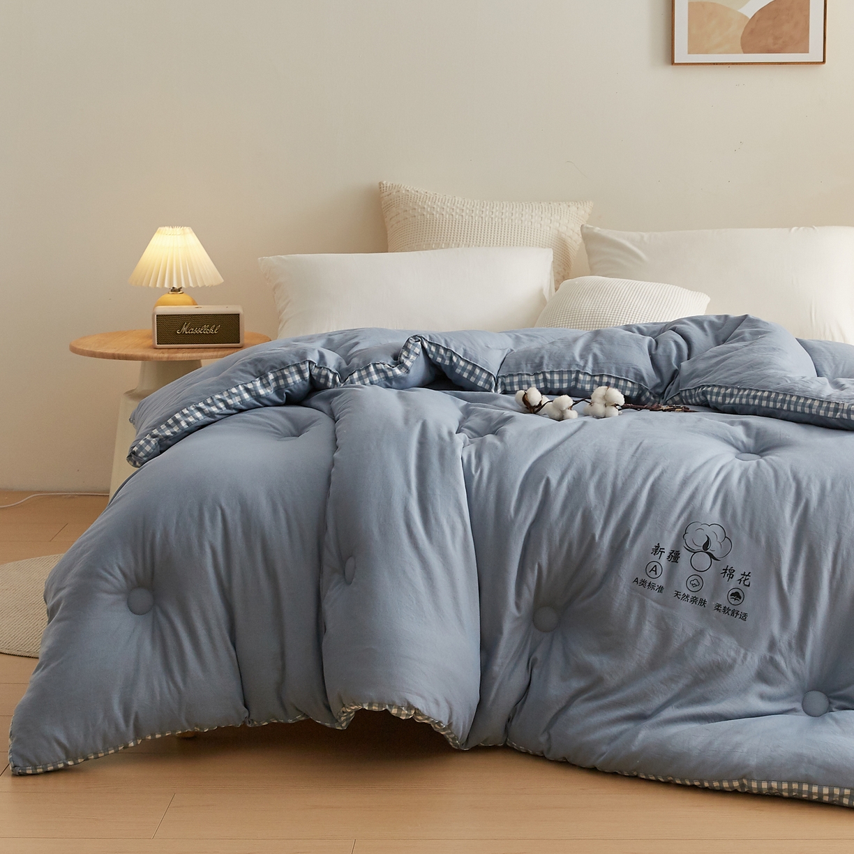 91家纺网 家纺一手货源 找家纺 帕芬鸟家纺 2025新款51%立体款棉花被 被子被芯 星空蓝