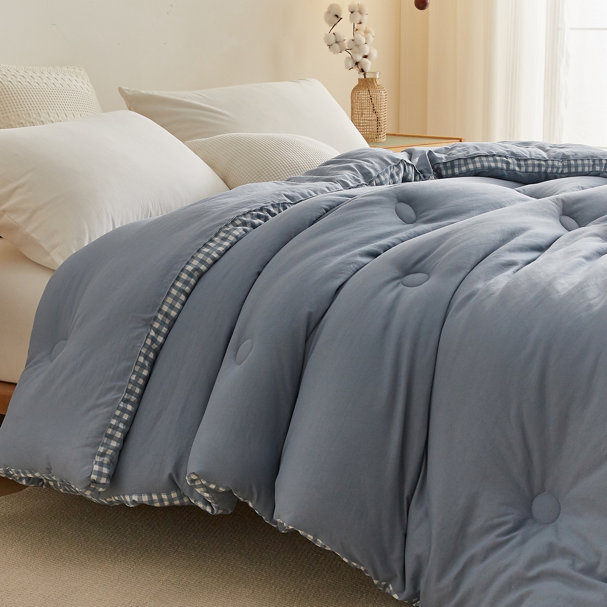 91家纺网 家纺一手货源 找家纺 帕芬鸟家纺 2025新款51%立体款棉花被 被子被芯 星空蓝