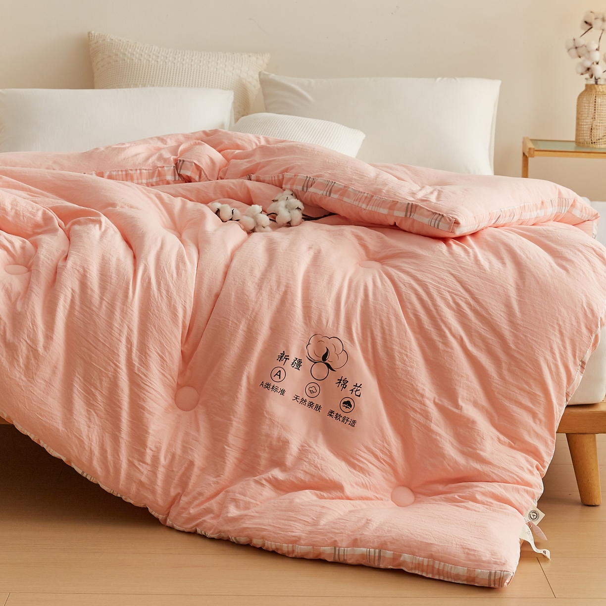 91家纺网 家纺一手货源 找家纺 帕芬鸟家纺 2025新款51%立体款棉花被 被子被芯 美人玉