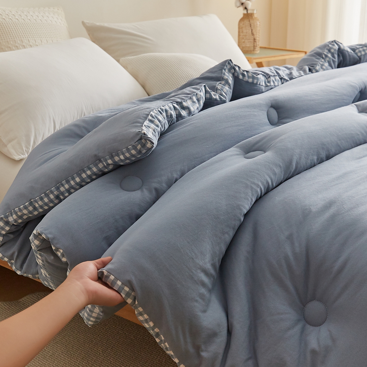 91家纺网 家纺一手货源 找家纺 帕芬鸟家纺 2025新款51%立体款棉花被 被子被芯 星空蓝