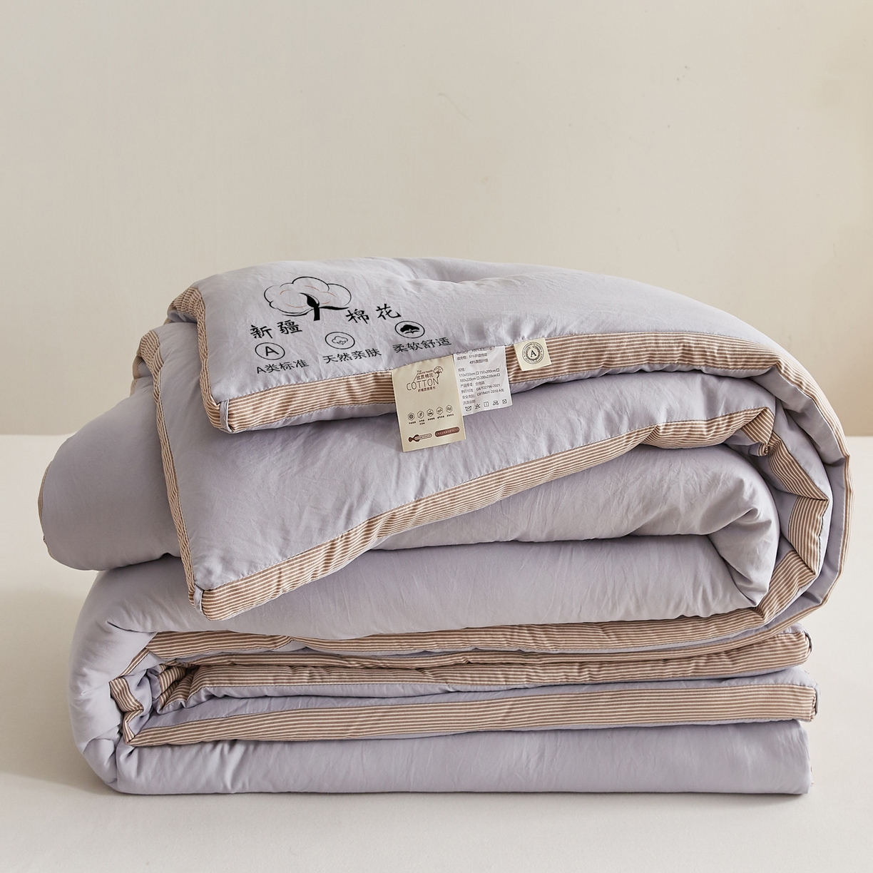 帕芬鸟家纺 2025新款51%立体款棉花被 被子被芯 灰卡条