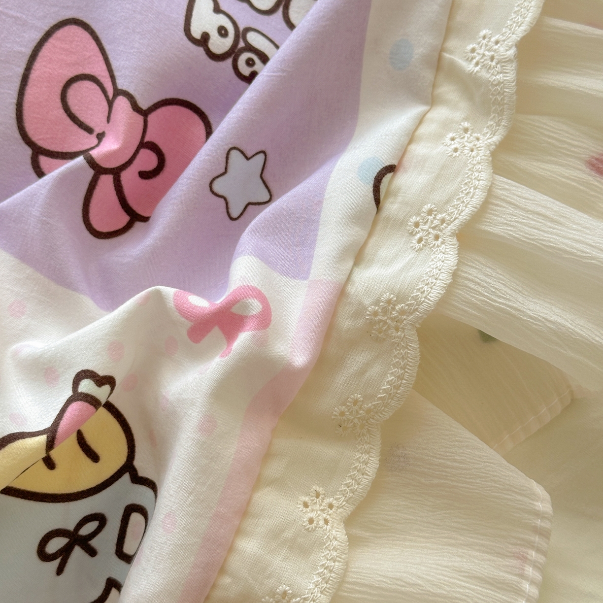 91家纺网 家纺一手货源 找家纺 一霖家纺 2025新款高克重云朵棉韩系小清新蝴蝶结四件套 炫彩美少女