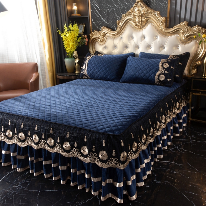 91家纺网 家纺一手货源 找家纺 （总）能好家纺 2025新款亲肤舒适水晶绒夹棉床裙款系列四件套