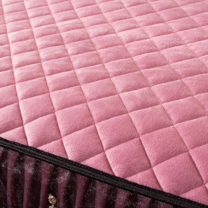 91家纺网 家纺一手货源 找家纺 能好家纺 2025新款亲肤舒适水晶绒夹棉床裙款系列四件套 豆沙