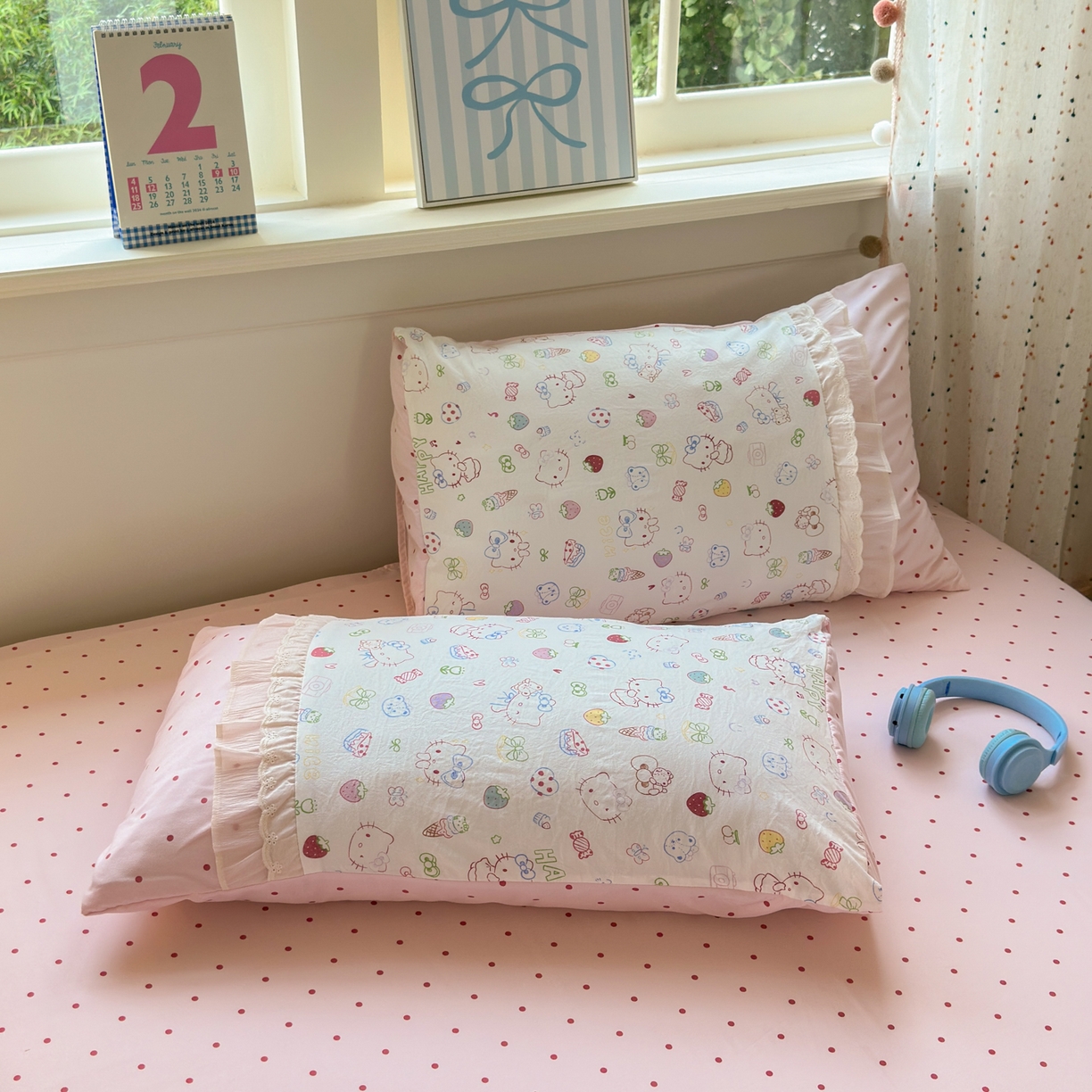 91家纺网 家纺一手货源 找家纺 一霖家纺 2025新款高克重云朵棉韩系小清新蝴蝶结四件套 少女KT