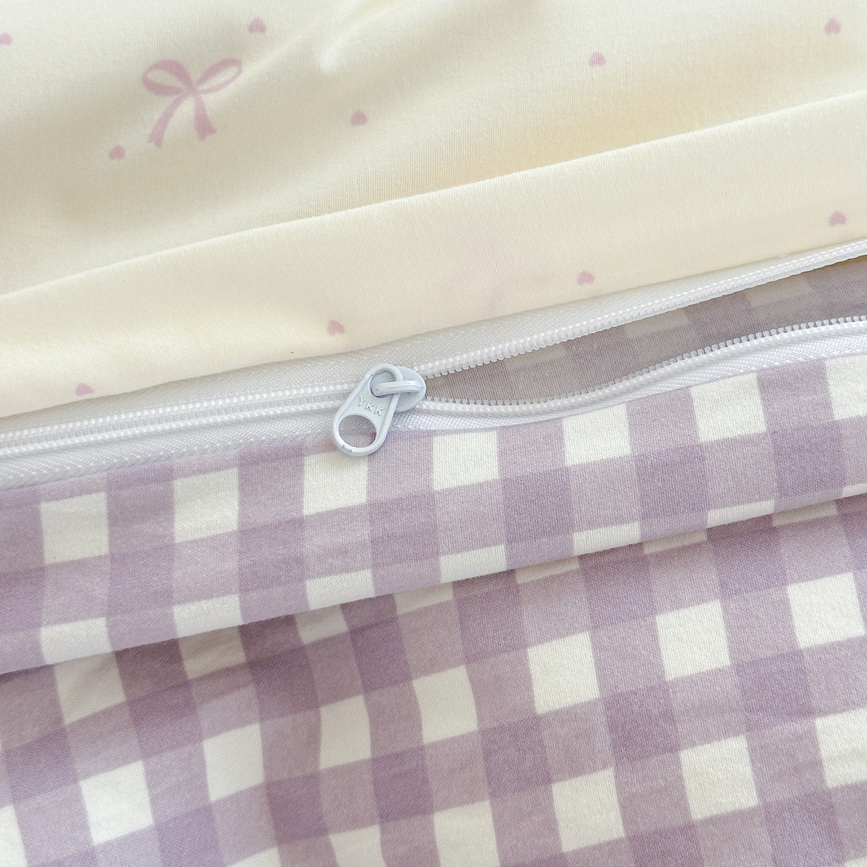 91家纺网 家纺一手货源 找家纺 一霖家纺 2025新款高克重云朵棉韩系小清新蝴蝶结四件套 波点蝴蝶结紫