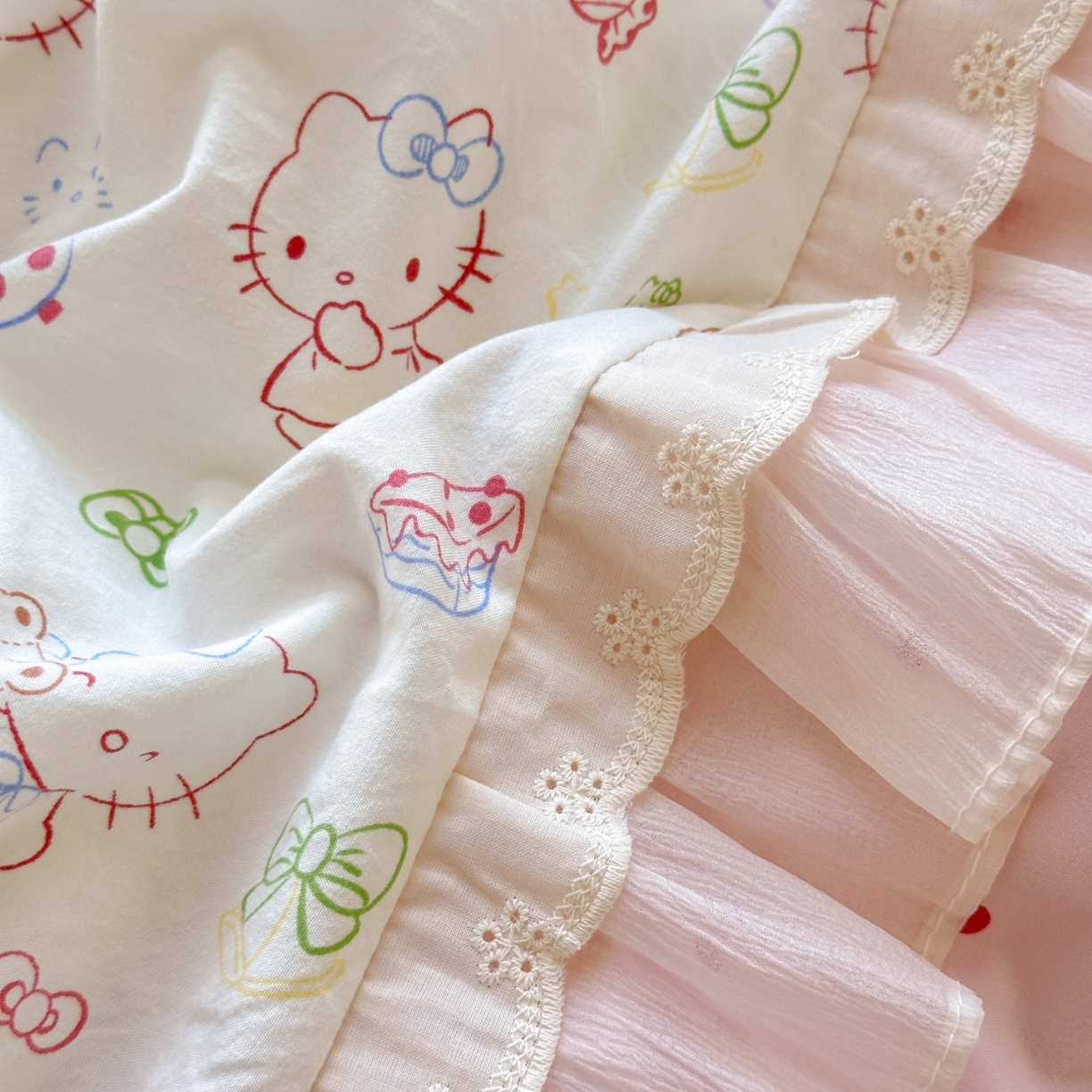 91家纺网 家纺一手货源 找家纺 一霖家纺 2025新款高克重云朵棉韩系小清新蝴蝶结四件套 少女KT