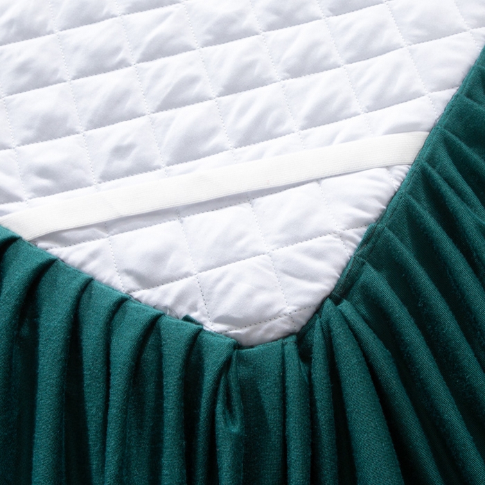 91家纺网 家纺一手货源 找家纺 能好家纺 2025新款亲肤舒适水晶绒夹棉床裙款系列四件套 墨绿