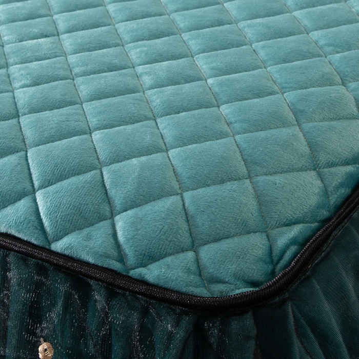 91家纺网 家纺一手货源 找家纺 能好家纺 2025新款亲肤舒适水晶绒夹棉床裙款系列四件套 宝石兰