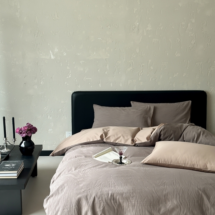 91家纺网 家纺一手货源 找家纺 玉宇阁家居 2025新款100S色织空气大提花全棉纯棉长绒棉四件套-雨雾100S 100S雨雾-摩卡棕