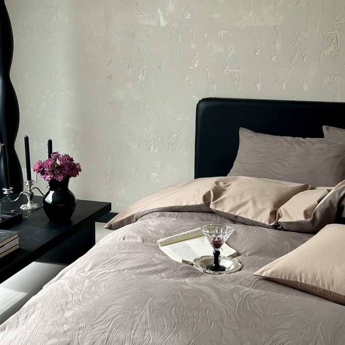 91家纺网 家纺一手货源 找家纺 玉宇阁家居 2025新款100S色织空气大提花全棉纯棉长绒棉四件套-雨雾100S 100S雨雾-摩卡棕