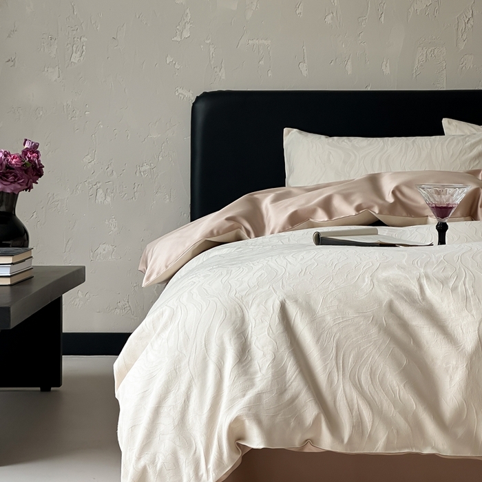 91家纺网 家纺一手货源 找家纺 玉宇阁家居 2025新款100S色织空气大提花全棉纯棉长绒棉四件套-雨雾100S 100S雨雾-燕麦烤茶