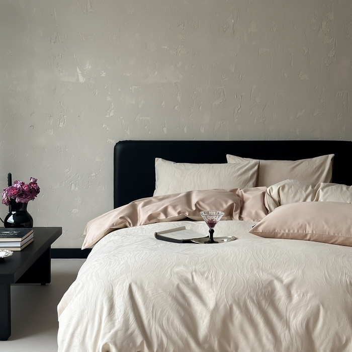 91家纺网 家纺一手货源 找家纺 玉宇阁家居 2025新款100S色织空气大提花全棉纯棉长绒棉四件套-雨雾100S 100S雨雾-燕麦烤茶