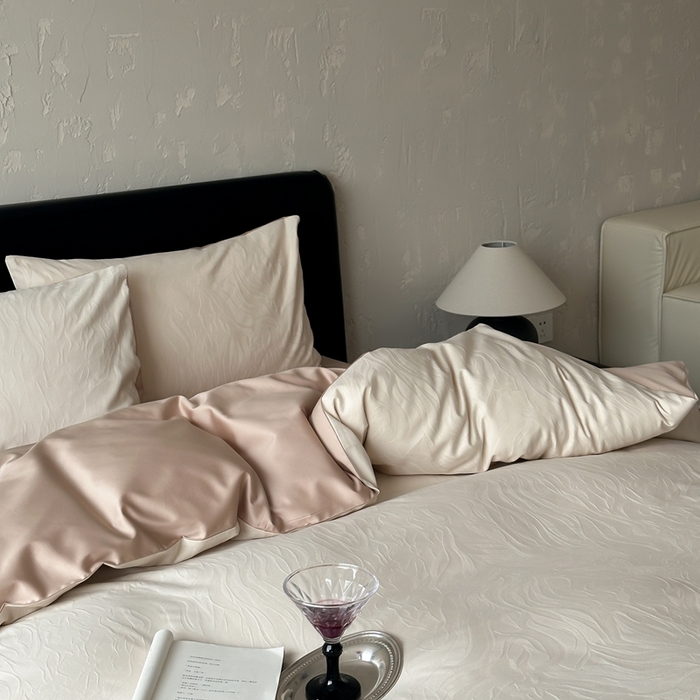 91家纺网 家纺一手货源 找家纺 玉宇阁家居 2025新款100S色织空气大提花全棉纯棉长绒棉四件套-雨雾100S 100S雨雾-燕麦烤茶