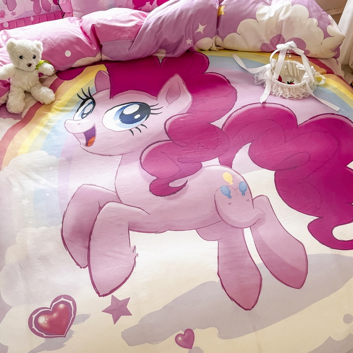 91家纺网 家纺一手货源 找家纺 馨语家居 2025新款A类全棉3D大版印花四件套 彩虹碧琪