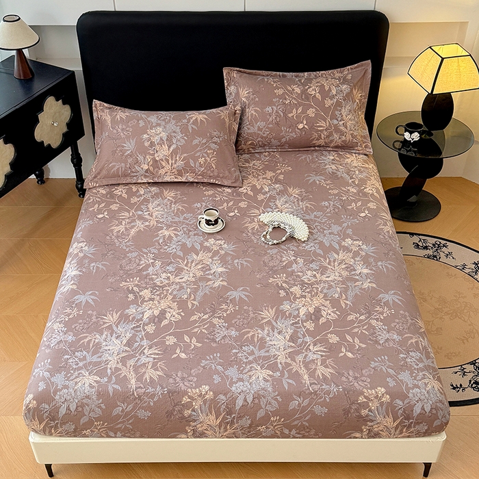 91家纺网 家纺一手货源 找家纺 圣比熊 2025新款原麻床笠机洗家用防滑透气四季款床罩床垫床单保护套 金枝玉叶