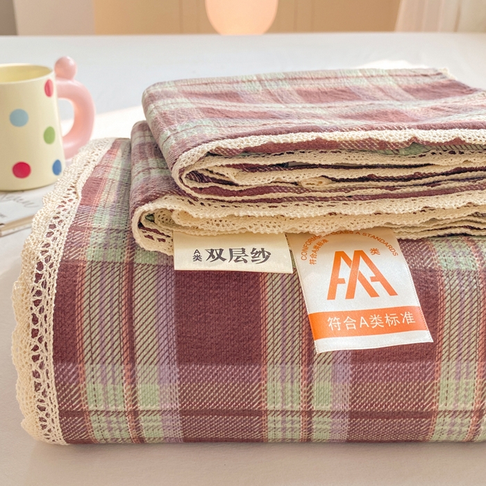 91家纺网 家纺一手货源 找家纺 欧尚 2025新款云感双层纱针织棉印花母婴级超柔裸睡级床单三件套 薄巧