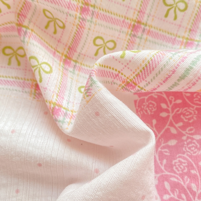 91家纺网 家纺一手货源 找家纺 欧尚 2025新款云感双层纱针织棉印花母婴级超柔裸睡级床单三件套 春日粉