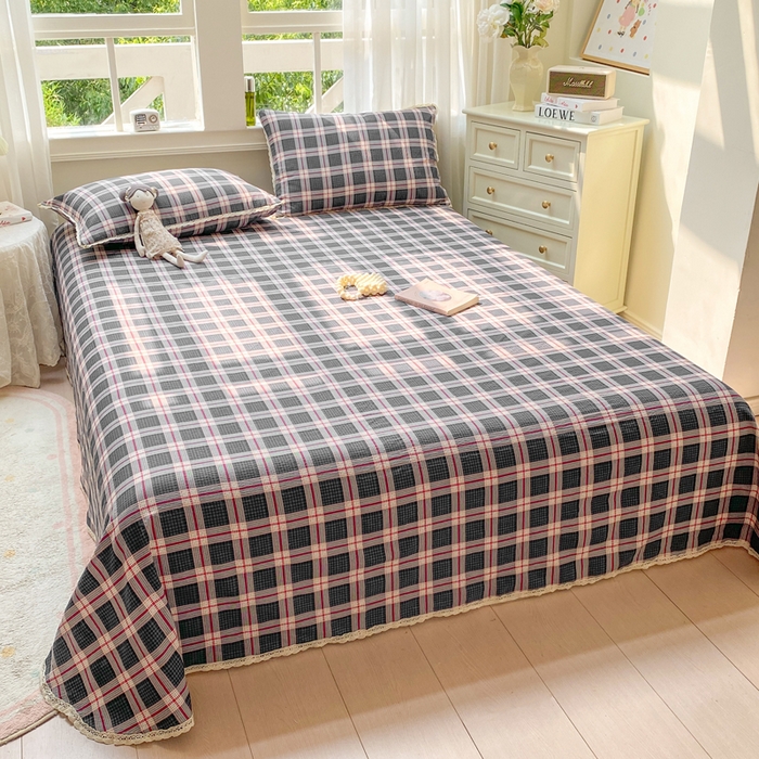 91家纺网 家纺一手货源 找家纺 欧尚 2025新款云感双层纱针织棉印花母婴级超柔裸睡级床单三件套 幻夜