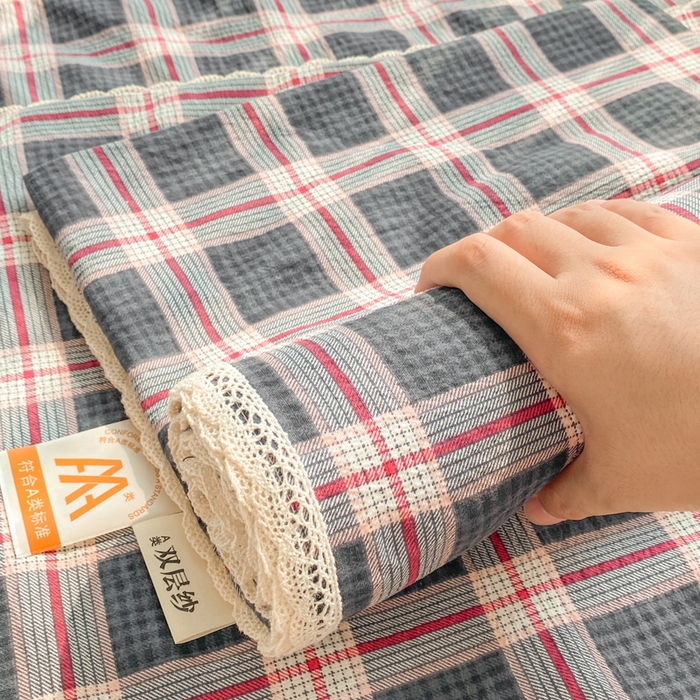 91家纺网 家纺一手货源 找家纺 欧尚 2025新款云感双层纱针织棉印花母婴级超柔裸睡级床单三件套 幻夜