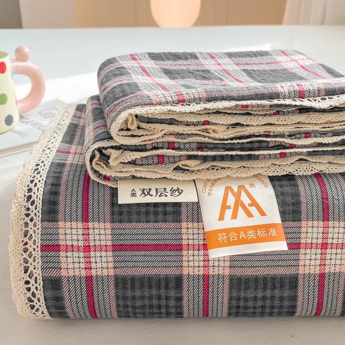 91家纺网 家纺一手货源 找家纺 欧尚 2025新款云感双层纱针织棉印花母婴级超柔裸睡级床单三件套 幻夜