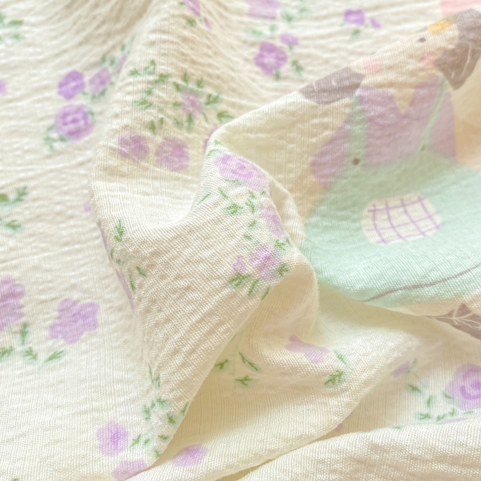 91家纺网 家纺一手货源 找家纺 欧尚 2025新款云感双层纱针织棉印花母婴级超柔裸睡级床单三件套 梦境之间