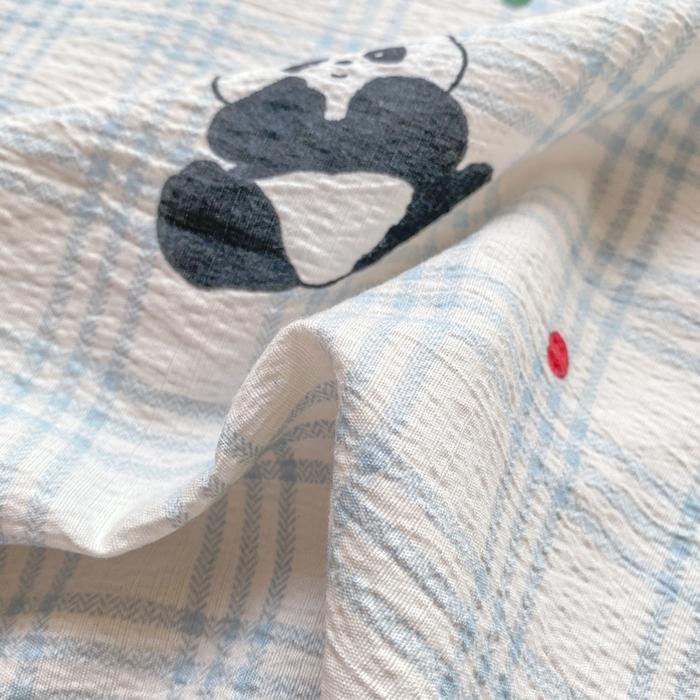 91家纺网 家纺一手货源 找家纺 欧尚 2025新款云感双层纱针织棉印花母婴级超柔裸睡级床单三件套 软软熊猫