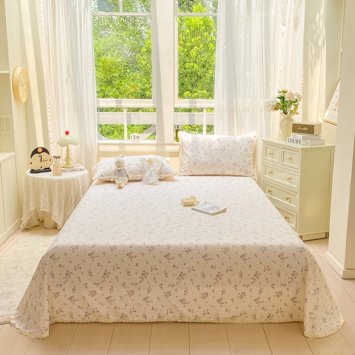 欧尚 2025新款云感双层纱针织棉印花母婴级超柔裸睡级床单三件套 树的聆听