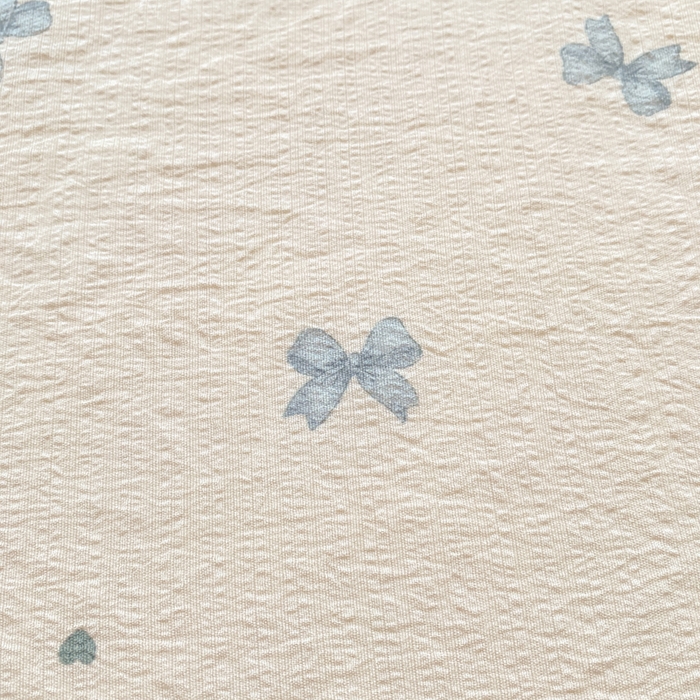 91家纺网 家纺一手货源 找家纺 欧尚 2025新款云感双层纱针织棉印花母婴级超柔裸睡级床单三件套 相思蓝