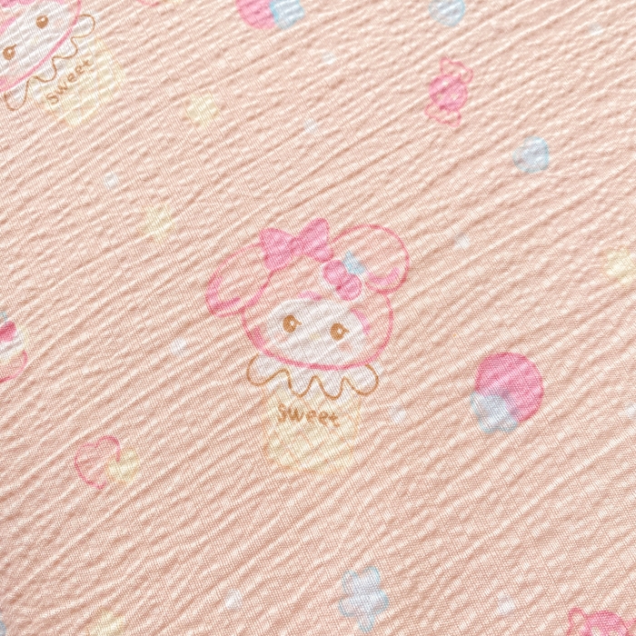 91家纺网 家纺一手货源 找家纺 欧尚 2025新款云感双层纱针织棉印花母婴级超柔裸睡级床单三件套 小美